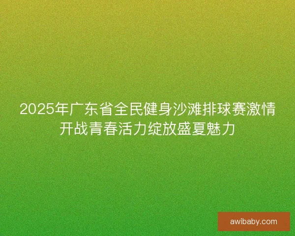 2025年广东省全民健身沙滩排球赛激情开战青春活力绽放盛夏魅力
