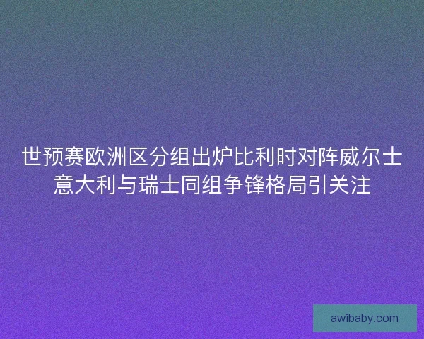 世预赛欧洲区分组出炉比利时对阵威尔士意大利与瑞士同组争锋格局引关注